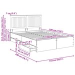 vidaXL Cadre de lit avec tiroir Blanc 140 x 200 cm Bois Ingénierie