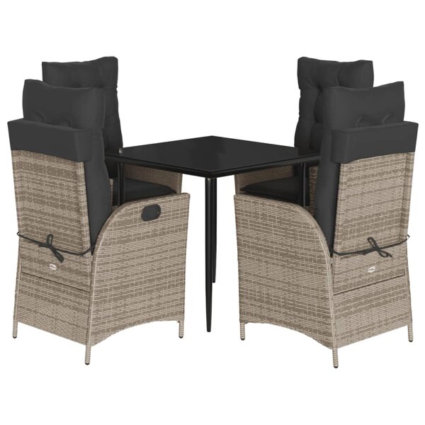 vidaXL Ensemble à manger de jardin 5 Pièces coussins gris résine tressée