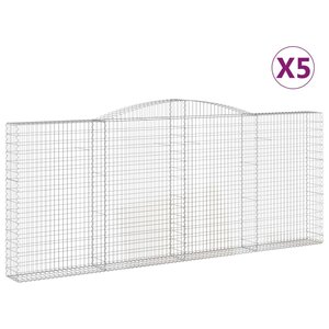 vidaXL Paniers à gabions arqués 5 Pièces 400x30x160/180 cm Fer galvanisé