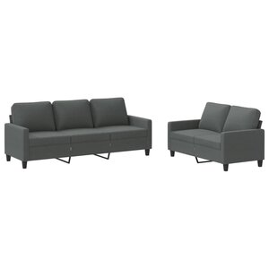 vidaXL Ensemble de canapés 2 Pièces avec coussins Gris foncé Tissu