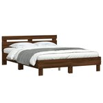 vidaXL Cadre de lit avec tête de lit chêne marron 140x200 cm