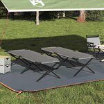vidaXL Lit de camping pliant Gris Tissu Oxford