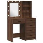 Ensemble de coiffeuse 2 pièces avec éclairage LED en bois d'ingénierie chêne noir