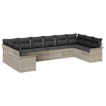 vidaXL Ensemble de canapé de jardin 10 Pièces Gris clair Poly rotin