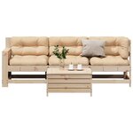 vidaXL Salon de jardin 4 Pièces avec coussins Bois de pin massif