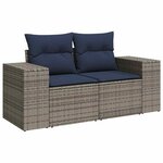 vidaXL Salon de jardin avec coussins 6Pièces marron résine tressée acacia