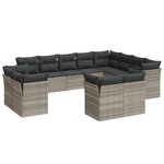 vidaXL Salon de jardin avec coussins 12 Pièces gris clair résine tressée