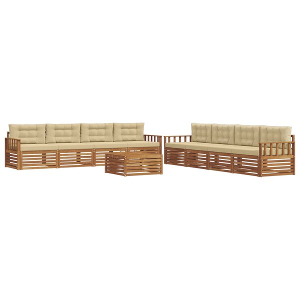 vidaXL Ensemble de canapés d'extérieur 9 pc Naturel et Beige