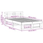 vidaXL Cadre de lit Marron cire 140 x 190 cm Bois massif en pin