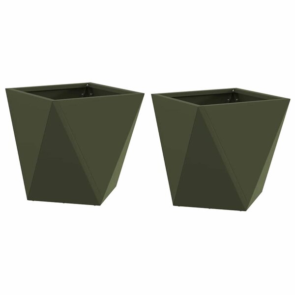 vidaXL Jardinière 2 Pièces Vert olive 30 x 30 x 30 cm Acier