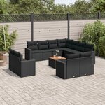 vidaXL Salon de jardin 12 Pièces avec coussins noir résine tressée