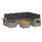 vidaXL Salon de jardin 8 Pièces avec coussins gris résine tressée