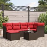 vidaXL Salon de jardin avec coussins 7 Pièces marron résine tressée