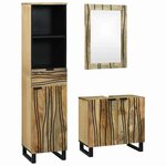 vidaXL Ensemble de mobilier de salle de bain avec tiroir 3 Pièces Marron