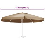 vidaXL Tissu de remplacement pour parasol d'extérieur Taupe 610 cm