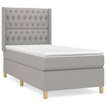 vidaXL Sommier à lattes de lit et matelas Gris clair 90x190 cm Tissu