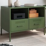 vidaXL Meuble TV vert olive 68x39x50 5 cm acier laminé à froid