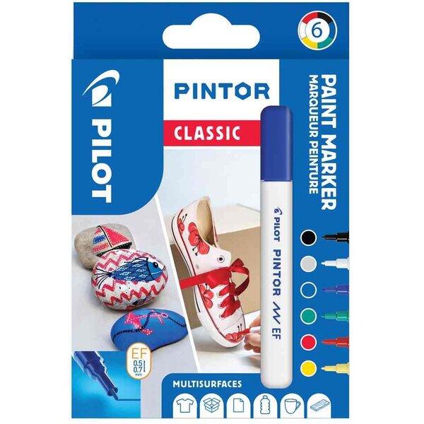 Marqueur à pigment PINTOR  extrafin  set de 6 'CLASSIC PILOT