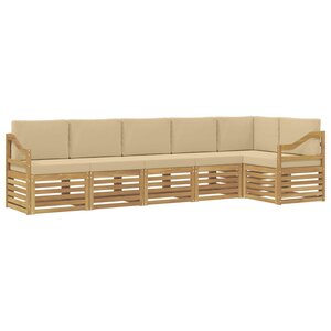 vidaXL Ensemble de canapés d'extérieur 6 pc Blanc et Beige Polyester