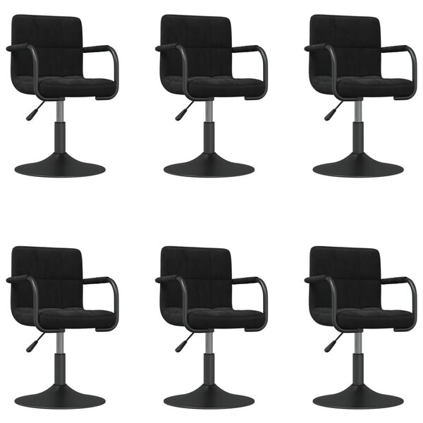 vidaXL Chaises pivotantes à manger lot de 6 noir velours