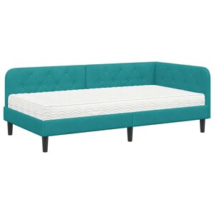 vidaXL Cadre de lit d'angle Turquoise 90 x 200 cm Velours