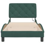 vidaXL Cadre de lit avec LED sans matelas vert foncé 90x200 cm velours