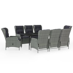 vidaXL Ensemble à manger de jardin 9 Pièces Gris clair