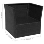 vidaXL Chaise de jardin avec tabouret Noir Résine tressée