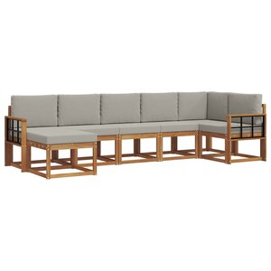 vidaXL Ensemble de canapés d'extérieur 7 pc Gris Naturel et Clair