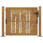 vidaXL Portail de jardin 105x105 cm acier corten design de bambou