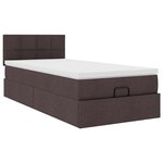 vidaXL Lit ottoman avec matelas et LED marron foncé 90x200 cm tissu