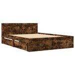 vidaXL Cadre de lit et tête de lit sans matelas chêne fumé 135x190 cm