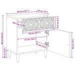 vidaXL Armoire de lit Blanc 50 x 33 x 60 cm Bois de mangue massif