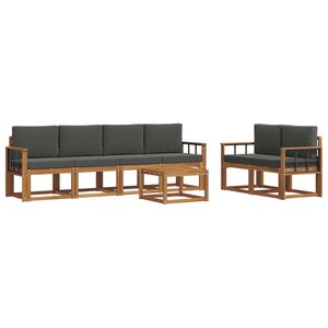 vidaXL Ensemble de canapés d'extérieur 7 Pièces Naturel et Anthracite