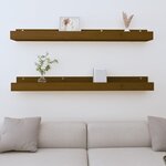 vidaXL Étagères murales 2Pièces Marron miel 110x12x9cm Bois de pin massif