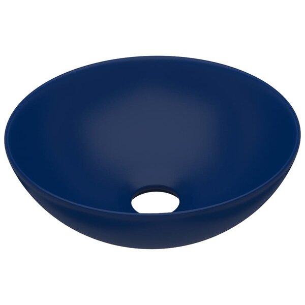 vidaXL Lavabo de salle de bain Céramique Bleu foncé Rond