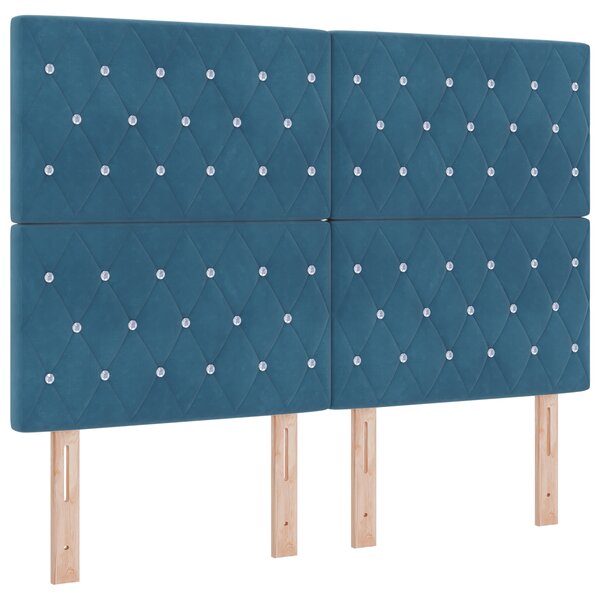 vidaXL Lit à Ressorts avec Matelas Bleu Sombre 140x200 cm Velours