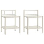 vidaXL Tables de chevet 2 Pièces Blanc et transparent Métal et verre