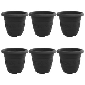 vidaXL Pot à fleurs rond 6 Pièces Noir Ø 26 x 21 5 cm Plastique