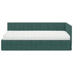 vidaXL Cadre de lit d'angle avec matelas 2 pc Vert foncé 90 x 190 cm