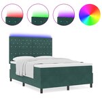 Lit Box Spring vidaXL avec Matelas & LED Vert Foncé 140x190 cm Velours