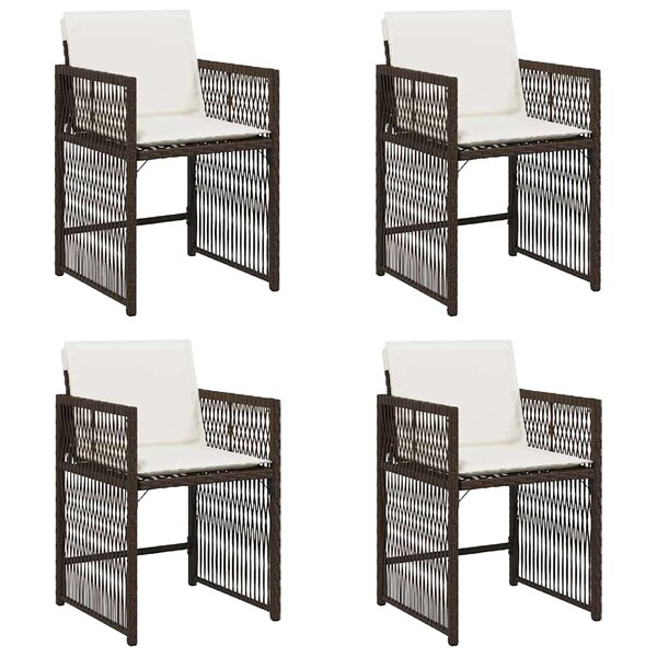 vidaXL Chaises de jardin avec coussins lot de 4 marron résine tressée