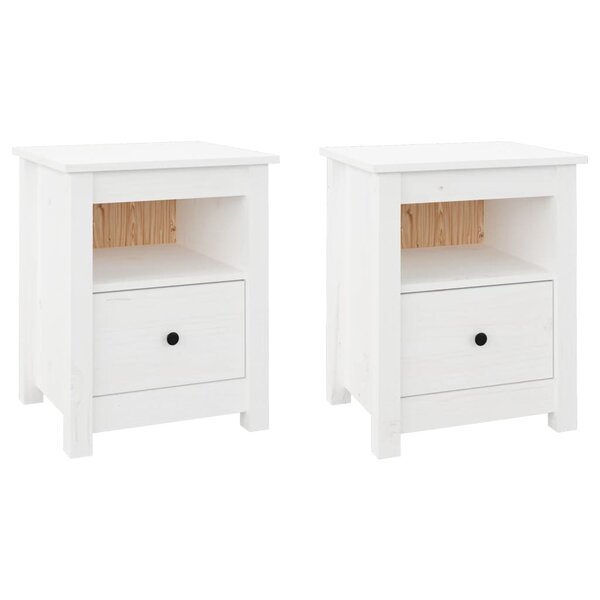 vidaXL Tables de chevet 2 Pièces Blanc 40x35x49 cm Bois de pin massif