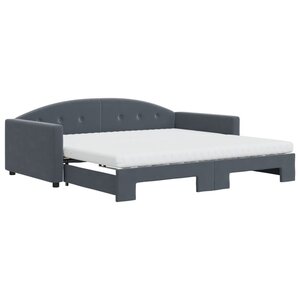 vidaXL Lit de jour et gigogne et matelas gris foncé 100x200 cm velours