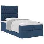 vidaXL Cadre de lit ottoman avec matelas bleu 90x190 cm tissu
