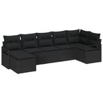 vidaXL Ensemble de Canapés avec coussin 7 Pièces Noir polyrotin