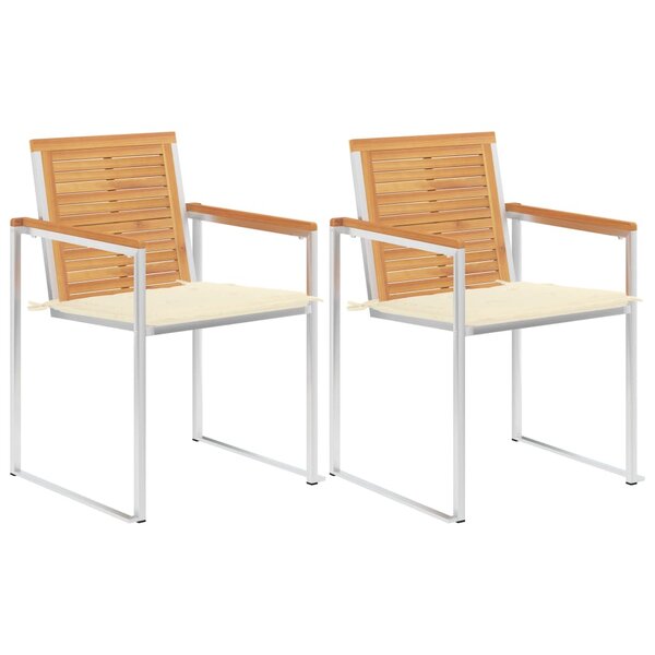vidaXL Chaises de jardin avec coussins lot de 2 Teck solide et acier