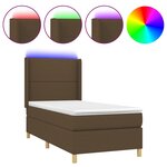 vidaXL Sommier à lattes de lit matelas et LED Taupe 90x200 cm Tissu