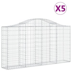 vidaXL Paniers à gabions arqués 5 Pièces 200x30x100/120 cm Fer galvanisé