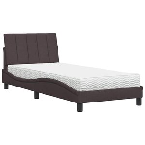 vidaXL Lit avec matelas Hanko marron foncé 90x190 cm tissu